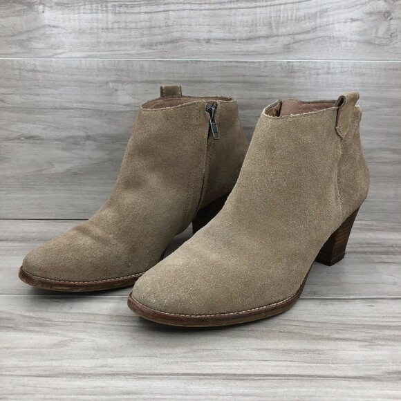 Madewell Booties Women's 9 The Billie Boot Tan Suede Zip Ankle Boot - Picture 3 of 10